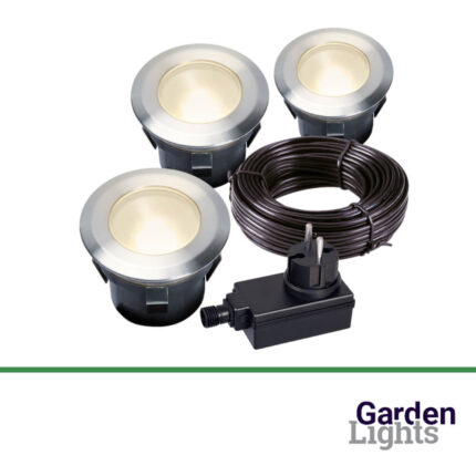 12 Volt Garden Lights LED-Bodeneinbauleuchten-Set "Larch", inklusive Trafo